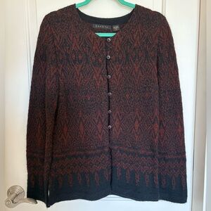 Dakota Black and Garnet Patterned Alpaca Cardigan
